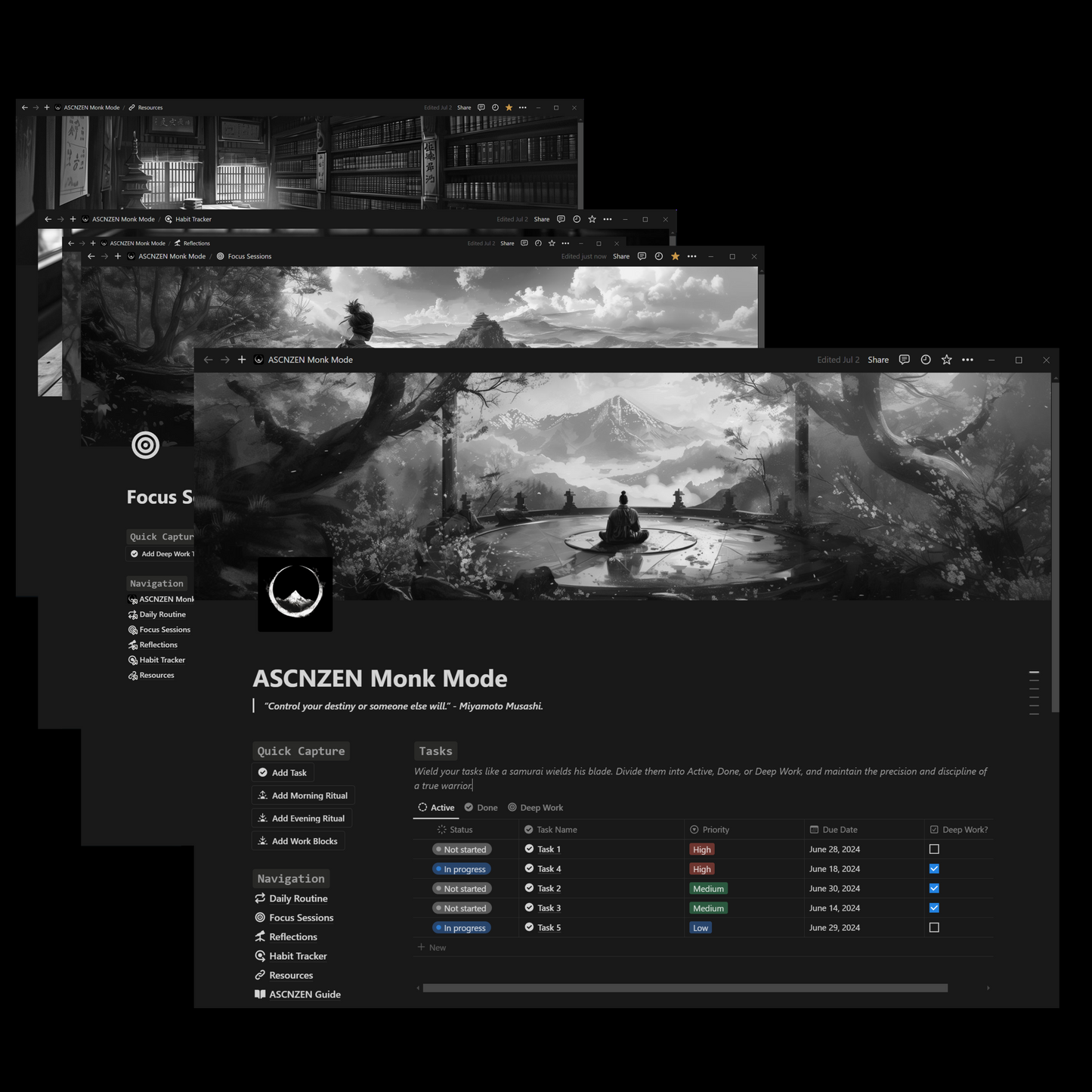 ASCNZEN MONK MODE NOTION TEMPLATE